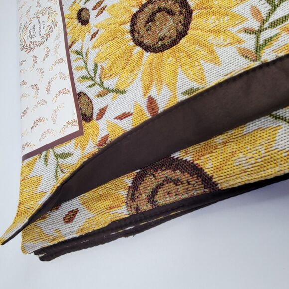 Set of 4 Yellow Sunflowers Tapestry Placemats Cotton Poly Brown Back 13" x 19" - Picture 11 of 13